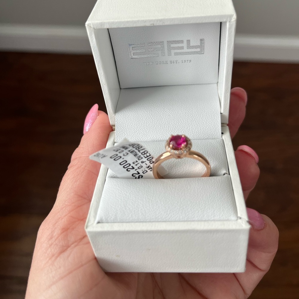EFFY Rose Gold Ruby and Diamond ring size 7